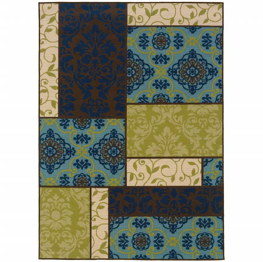 6' X 9' Brown Geometric Stain Resistant Indoor Outdoor Area Rug Photo 1