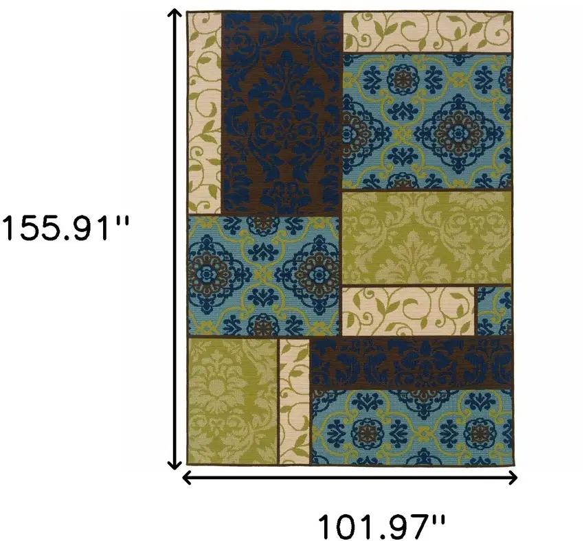9' X 13' Brown Geometric Stain Resistant Indoor Outdoor Area Rug Photo 5