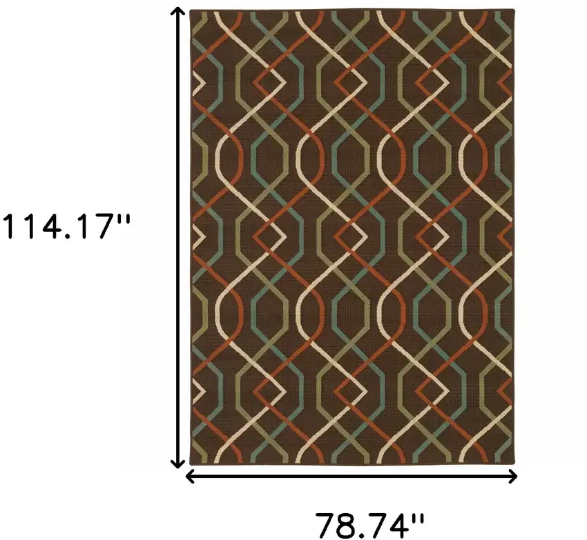 6' X 9' Brown Geometric Stain Resistant Indoor Outdoor Area Rug Photo 5