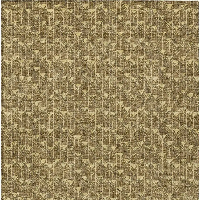Brown Geometric Washable Non Skid Indoor Outdoor Area Rug Photo 8