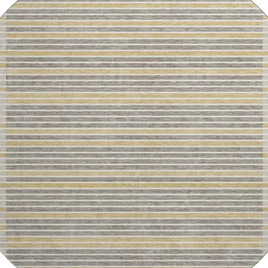 8' X 8' Brown Gold And Silver Striped Washable Round Rug With UV Protection Photo 2