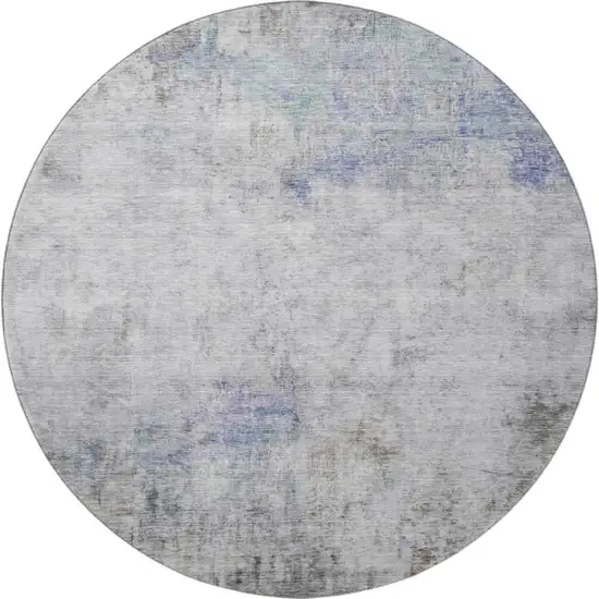 8' X 8' Brown Gray And Purple Abstract Washable Round Rug With UV Protection Photo 3
