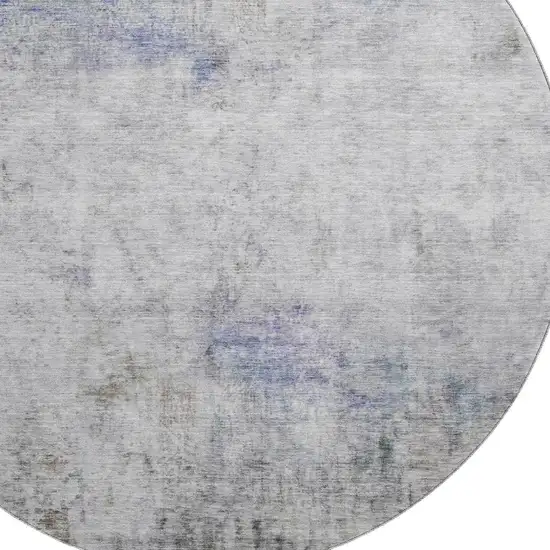 8' X 8' Brown Gray And Purple Abstract Washable Round Rug With UV Protection Photo 2