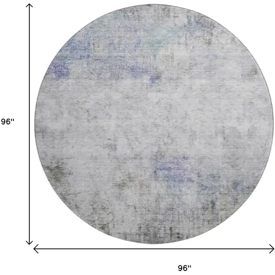 8' X 8' Brown Gray And Purple Abstract Washable Round Rug With UV Protection Photo 9