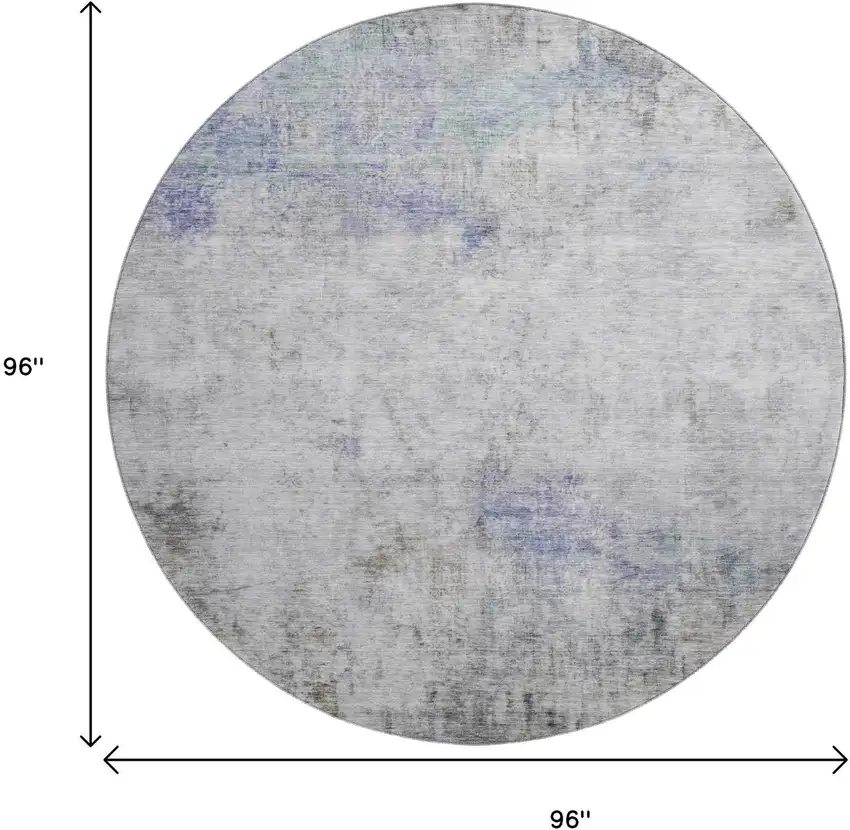8' X 8' Brown Gray And Purple Abstract Washable Round Rug With UV Protection Photo 9