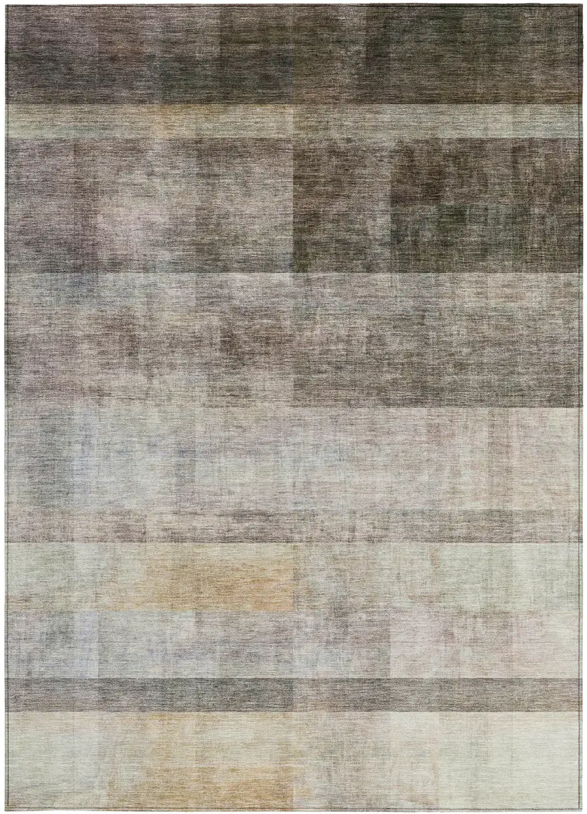 Brown Ombre Washable Non Skid Indoor Outdoor Area Rug Photo 4