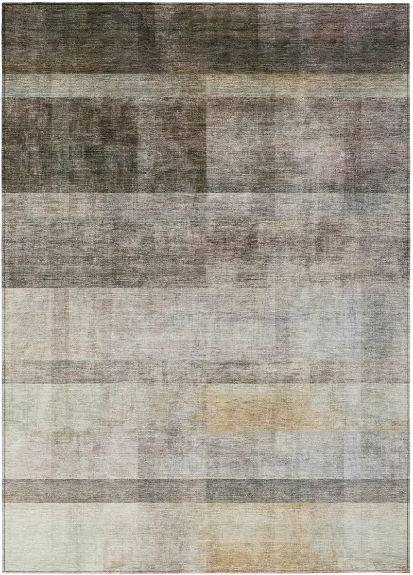 Brown Ombre Washable Non Skid Indoor Outdoor Area Rug Photo 2