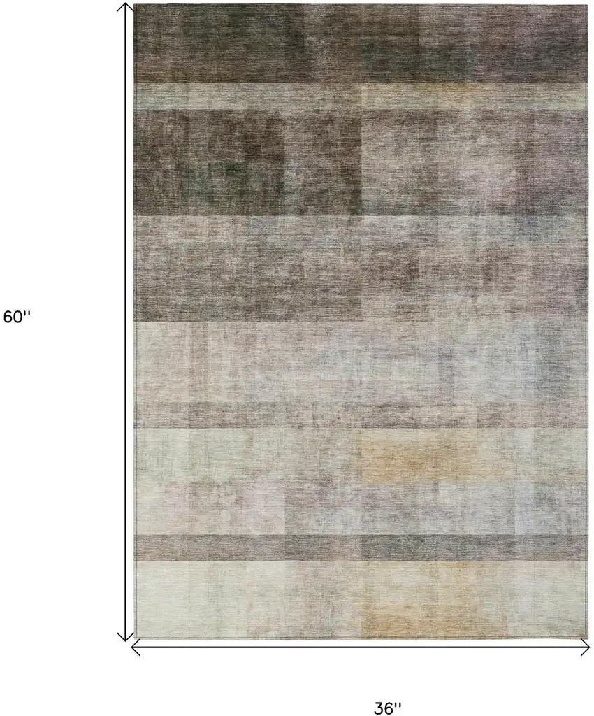 Brown Ombre Washable Non Skid Indoor Outdoor Area Rug Photo 3