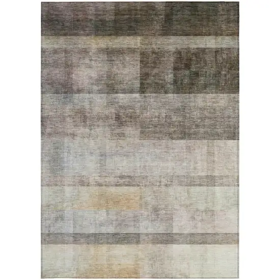 Brown Ombre Washable Non Skid Indoor Outdoor Area Rug Photo 5