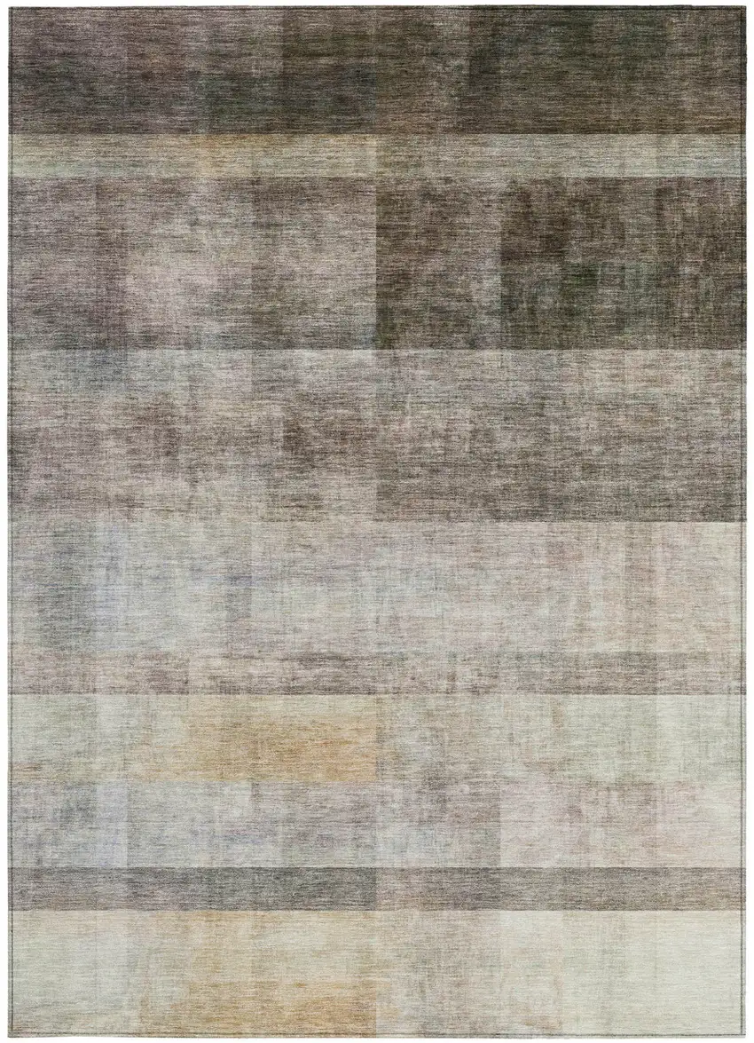 Brown Ombre Washable Non Skid Indoor Outdoor Area Rug Photo 5