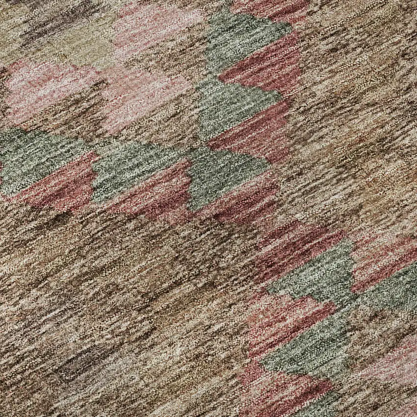 8' X 8' Brown Pink And Teal Geometric Washable Round Rug With UV Protection Photo 8