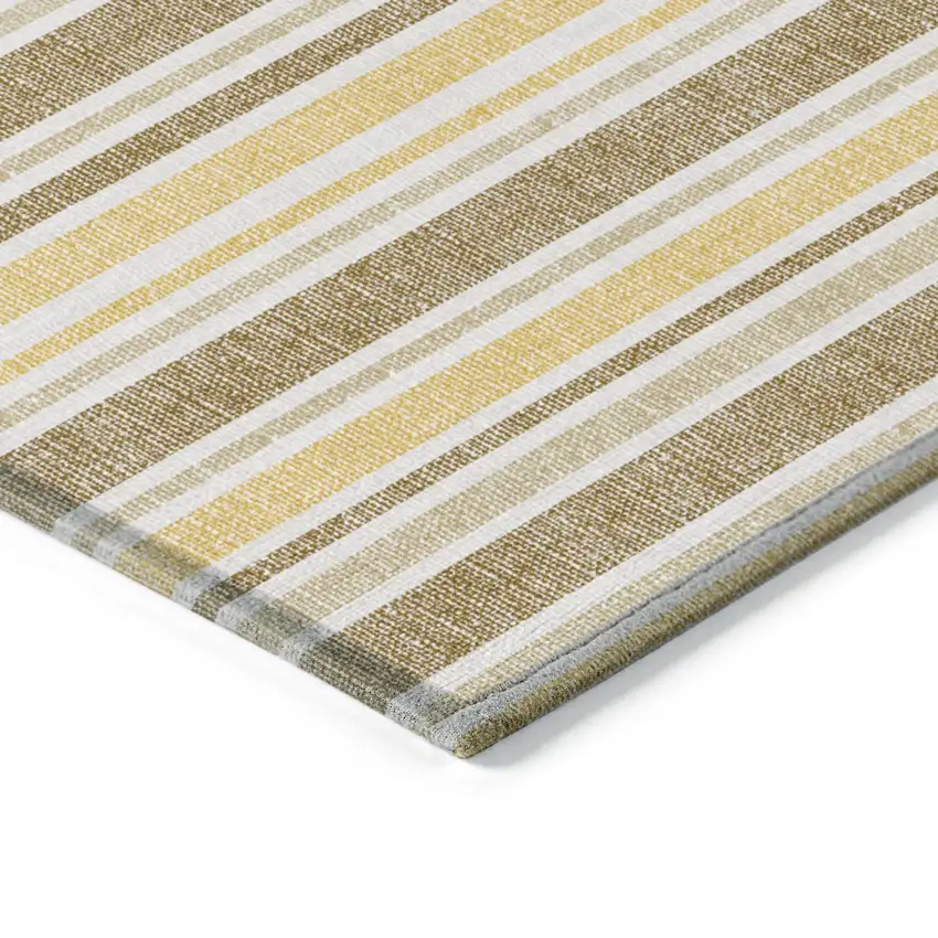 Brown and Orange Striped Washable Non Skid Indoor Outdoor Area Rug Photo 6