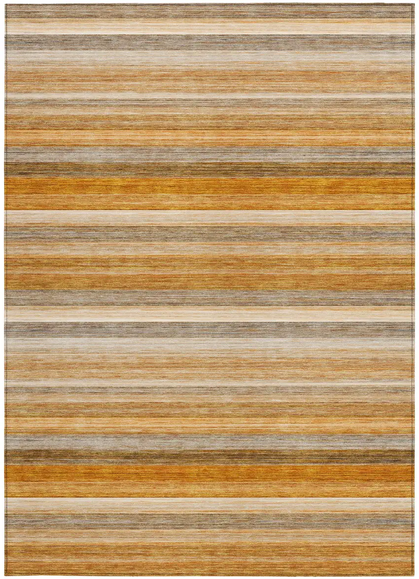 Brown and Orange Striped Washable Non Skid Indoor Outdoor Area Rug Photo 5