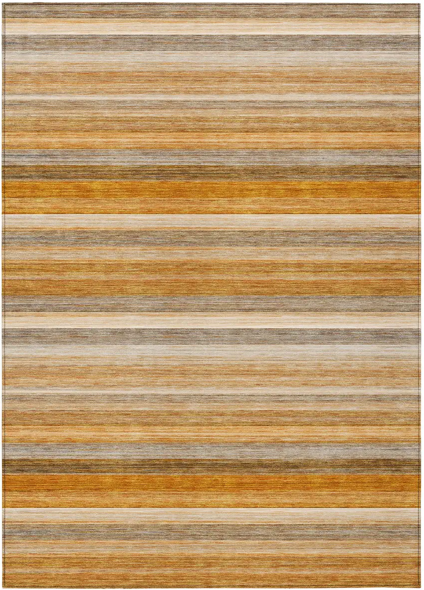 Brown and Orange Striped Washable Non Skid Indoor Outdoor Area Rug Photo 2