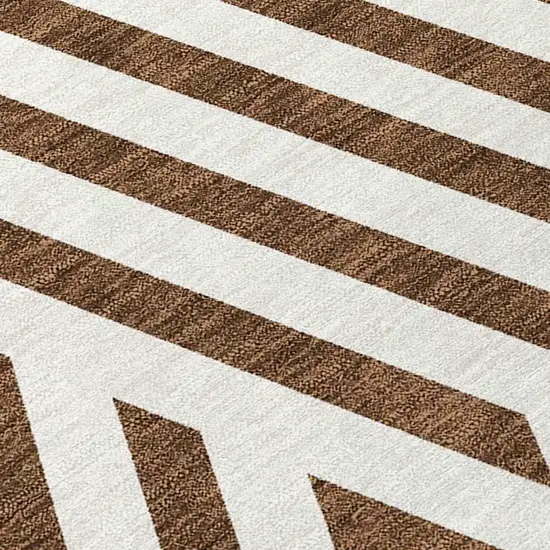 Brown and White Geometric Washable Non Skid Indoor Outdoor Area Rug Photo 8