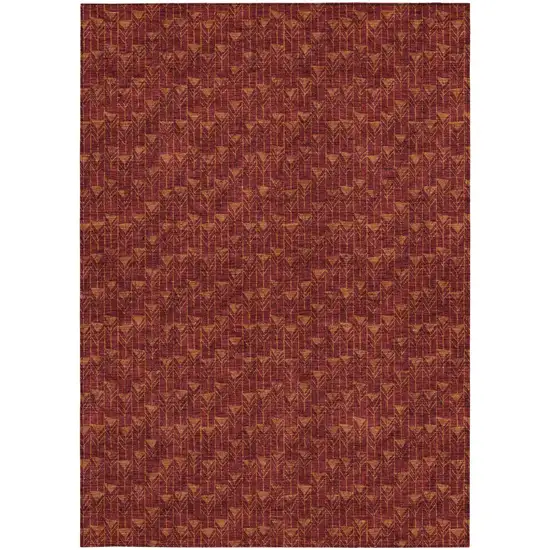Burgundy Geometric Washable Non Skid Indoor Outdoor Area Rug Photo 7
