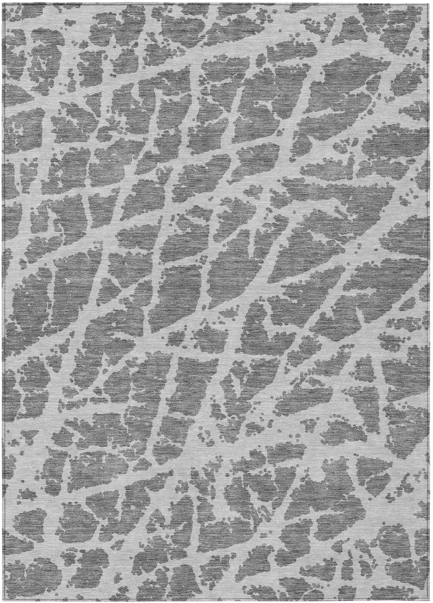 3' X 5' Charcoal Abstract Washable Non Skid Indoor Outdoor Area Rug Photo 2