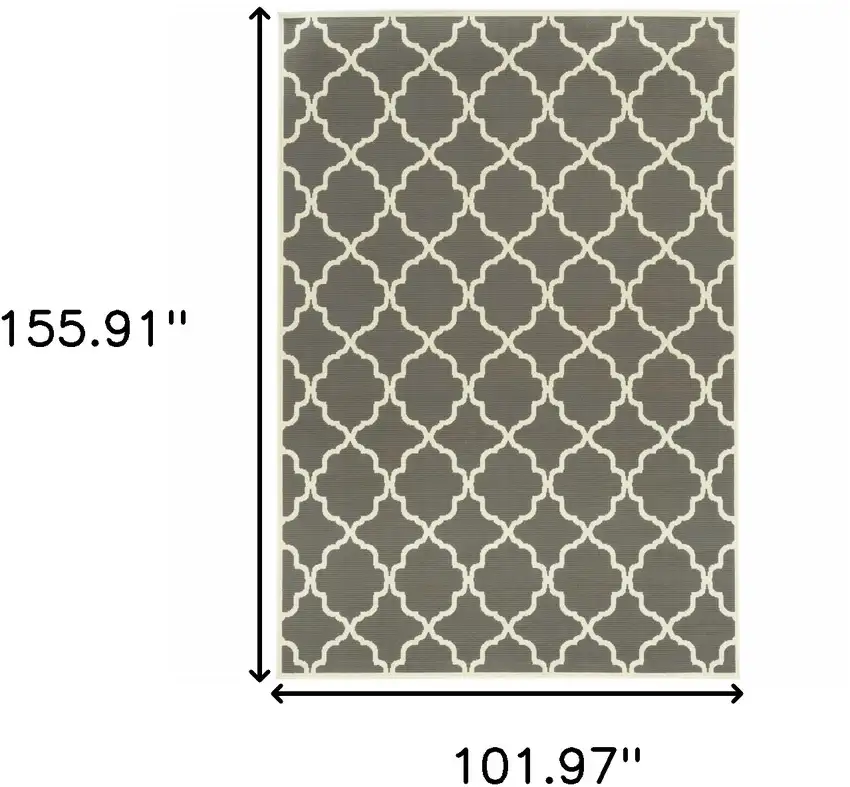 9' X 13' Charcoal Geometric Stain Resistant Indoor Outdoor Area Rug Photo 5