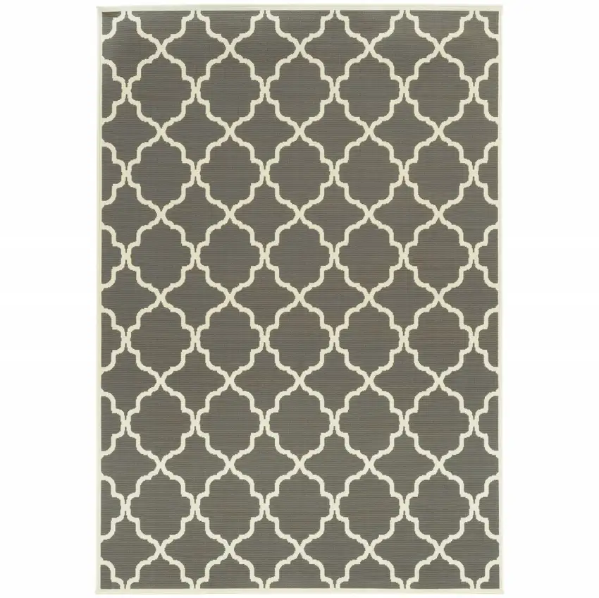9' X 13' Charcoal Geometric Stain Resistant Indoor Outdoor Area Rug Photo 1