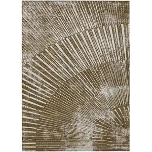 Photo of 3' X 5' Chocolate Abstract Washable Non Skid Indoor Outdoor Area Rug