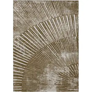 Photo of 3' X 5' Chocolate Abstract Washable Non Skid Indoor Outdoor Area Rug
