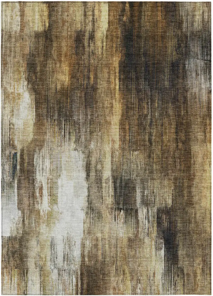 3' X 4' Chocolate Abstract Washable Non Skid Indoor Outdoor Area Rug Photo 2