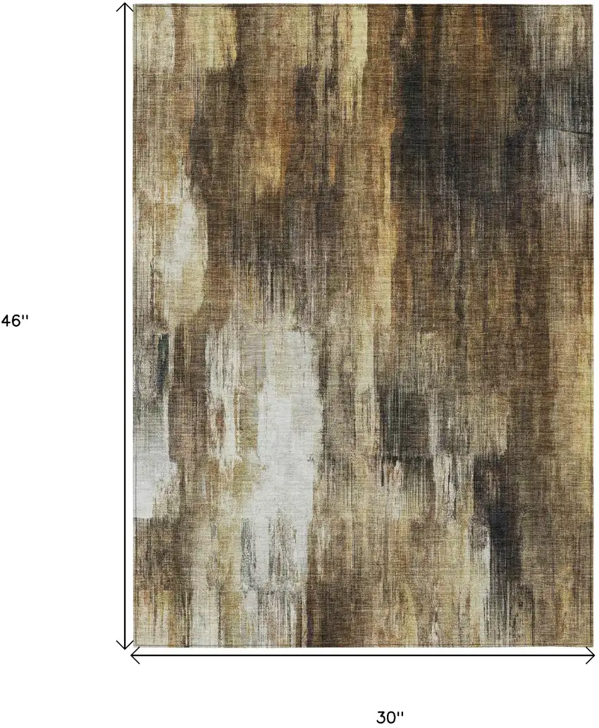 Chocolate Abstract Washable Non Skid Indoor Outdoor Area Rug Photo 3