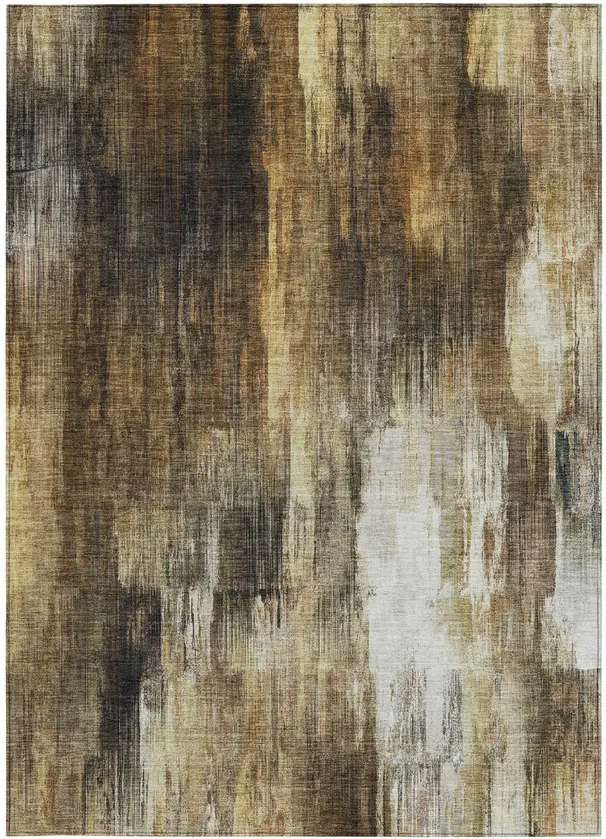 3' X 4' Chocolate Abstract Washable Non Skid Indoor Outdoor Area Rug Photo 4