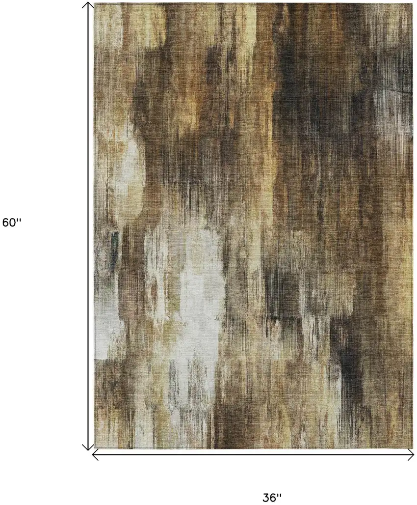 Chocolate Abstract Washable Non Skid Indoor Outdoor Area Rug Photo 3