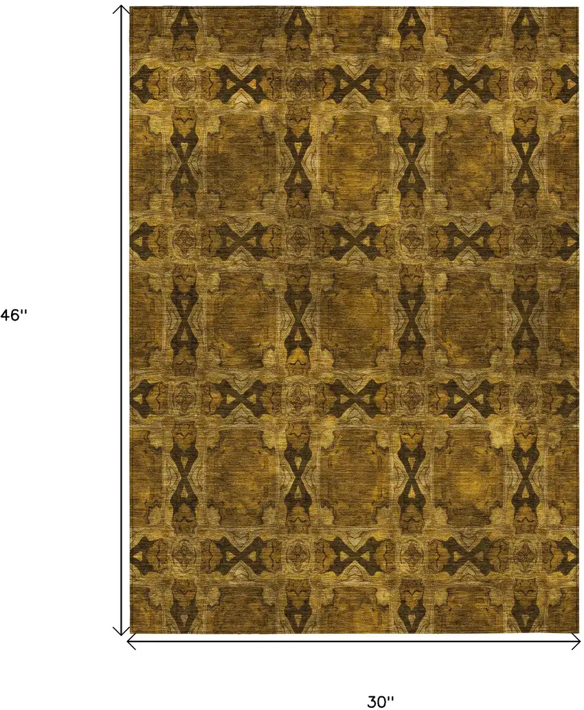 3' X 4' Chocolate Floral Medallion Washable Non Skid Indoor Outdoor Area Rug Photo 3