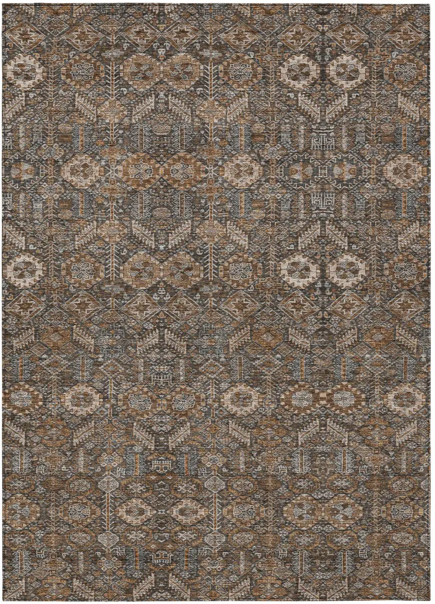 Chocolate Tribal Washable Indoor Outdoor Area Rug Photo 2