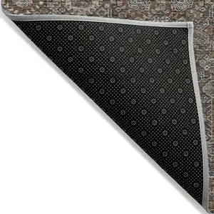 Photo of 3' X 4' Chocolate Floral Washable Non Skid Area Rug With UV Protection