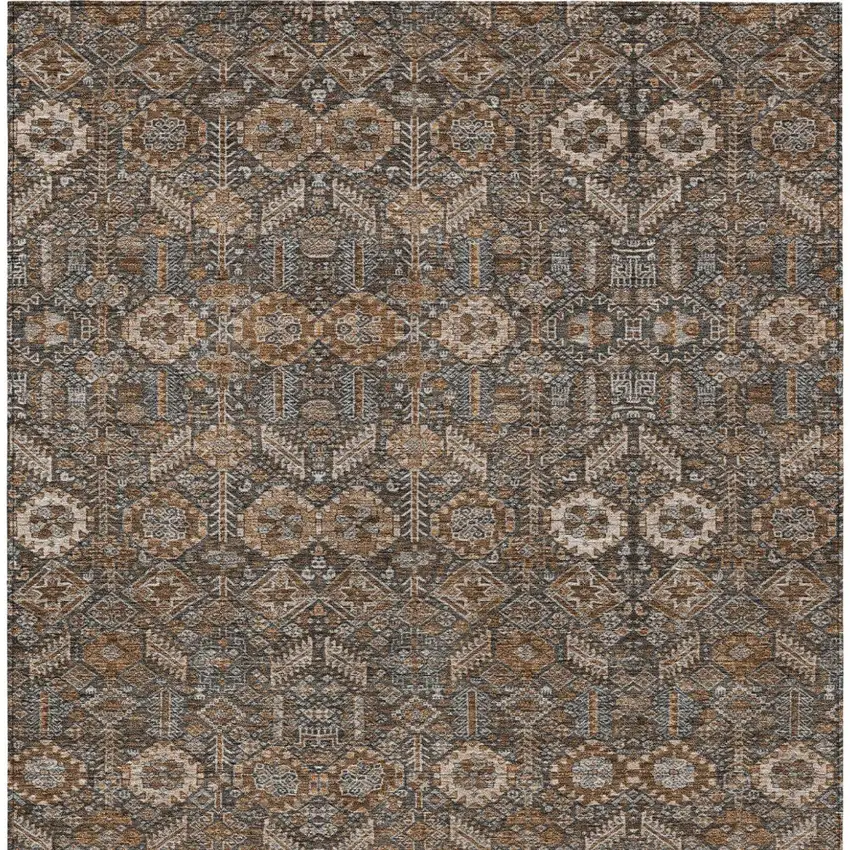 Chocolate Tribal Washable Indoor Outdoor Area Rug Photo 7