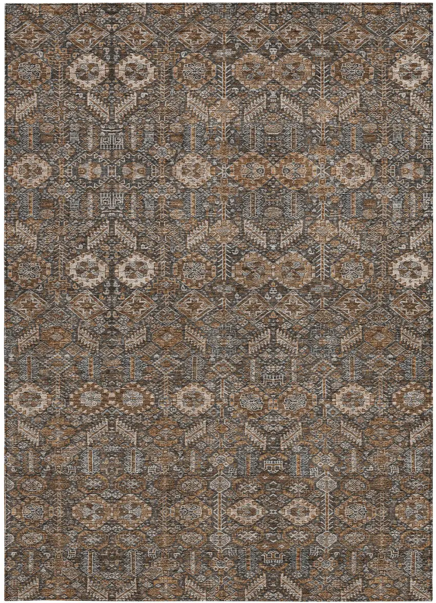 3' X 4' Chocolate Floral Washable Non Skid Area Rug With UV Protection Photo 2