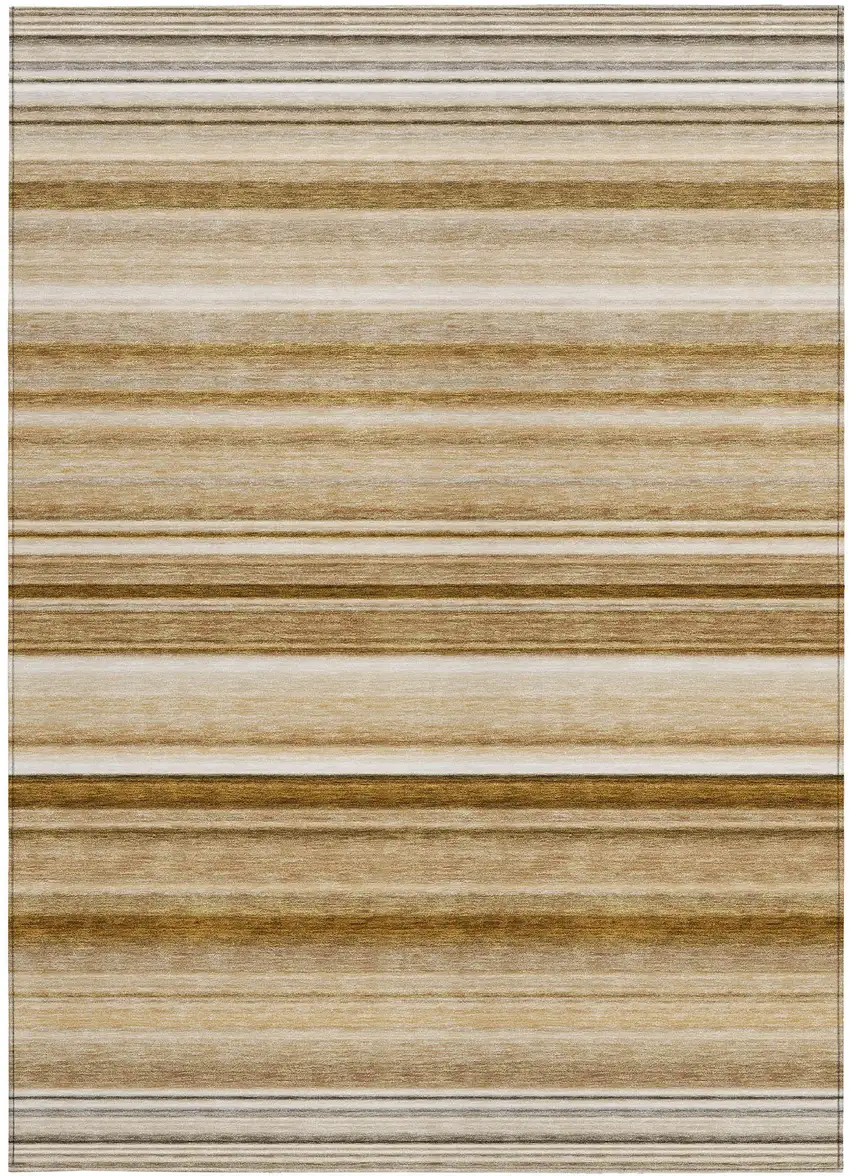 3' X 4' Chocolate Striped Washable Non Skid Indoor Outdoor Area Rug Photo 5