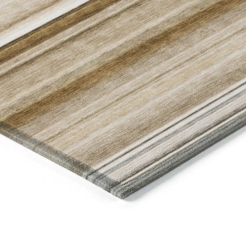 3' X 4' Chocolate Striped Washable Non Skid Indoor Outdoor Area Rug Photo 7