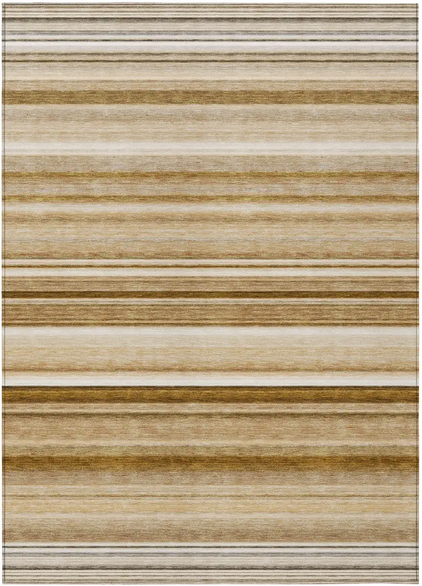 3' X 4' Chocolate Striped Washable Non Skid Indoor Outdoor Area Rug Photo 2