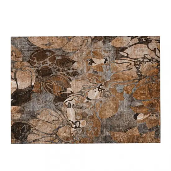 Chocolate Terracotta and Ivory Abstract Washable Indoor Outdoor Area Rug Photo 4