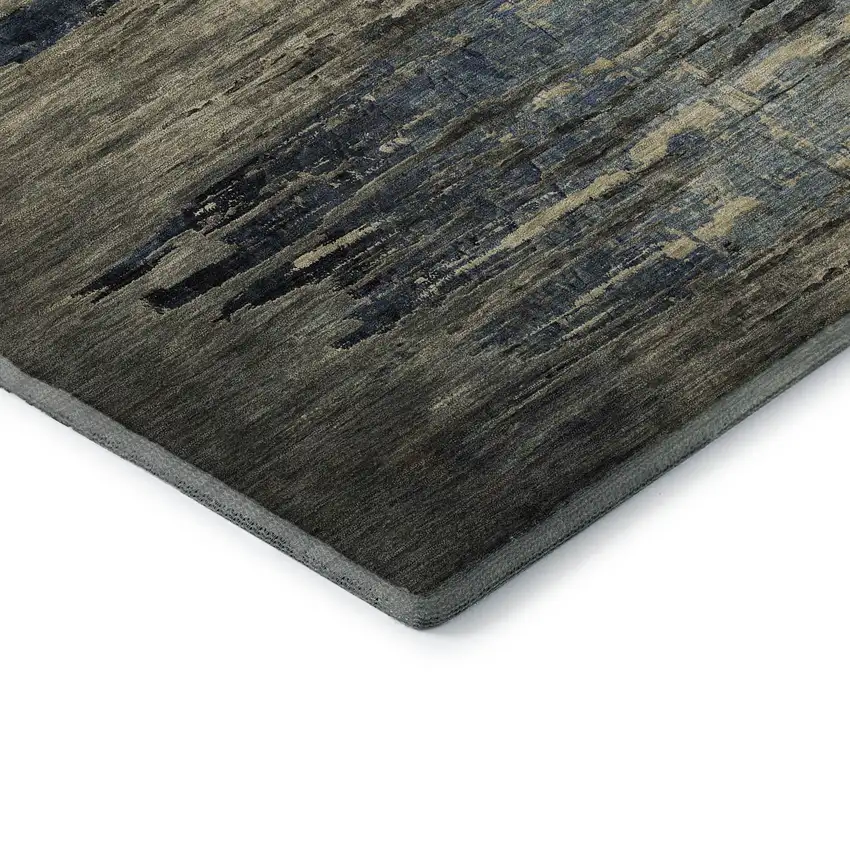 8' X 8' Coffee And Navy Blue Abstract Washable Round Rug With UV Protection Photo 6