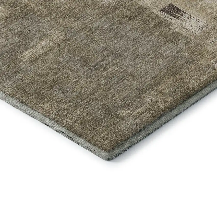 8' X 8' Coffee Beige And Ivory Abstract Washable Round Rug With UV Protection Photo 6