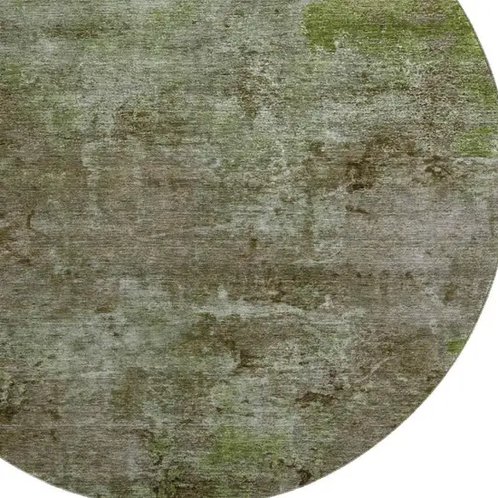 8' X 8' Coffee Green And Taupe Abstract Washable Round Rug With UV Protection Photo 2