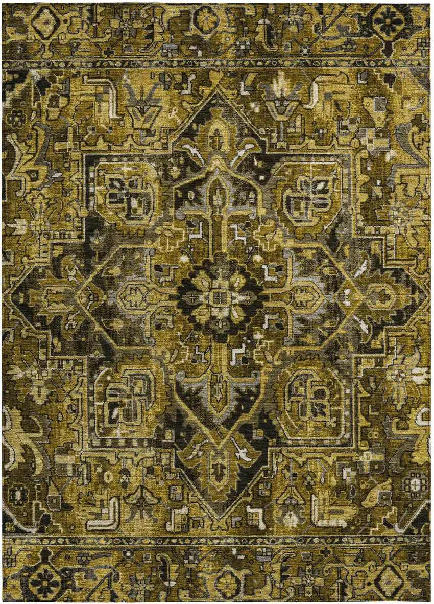 3' X 4' Coffee and Gray Oriental Washable Non Skid Indoor Outdoor Area Rug Photo 2