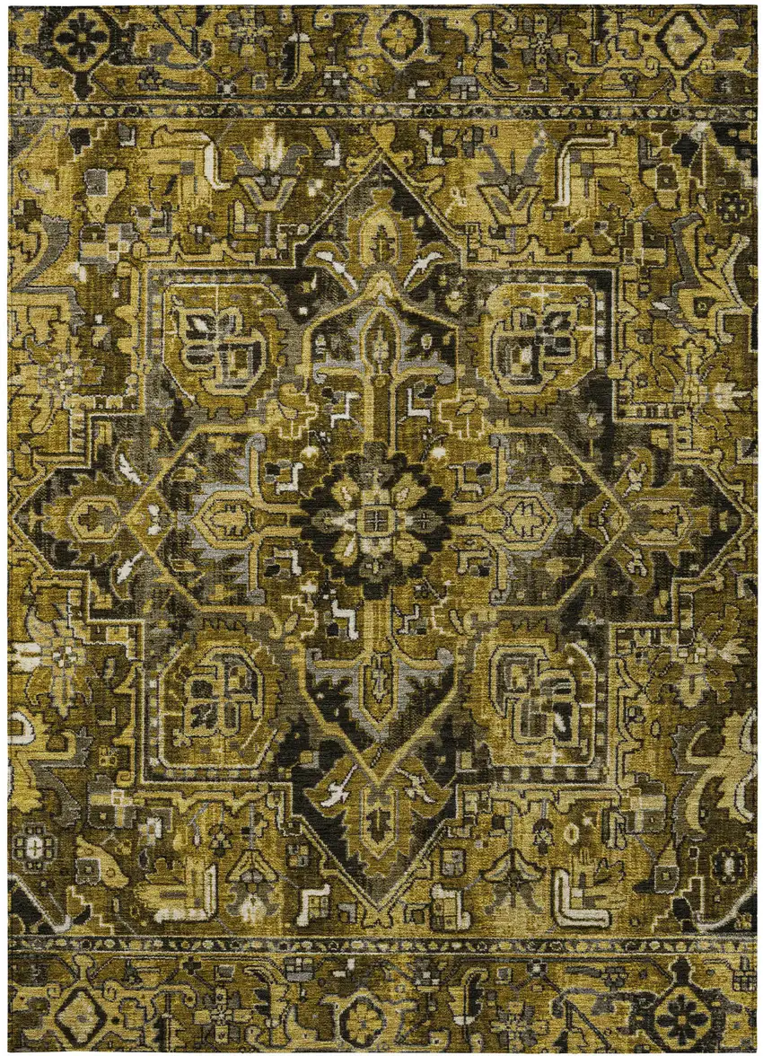 3' X 4' Coffee and Gray Oriental Washable Non Skid Indoor Outdoor Area Rug Photo 4