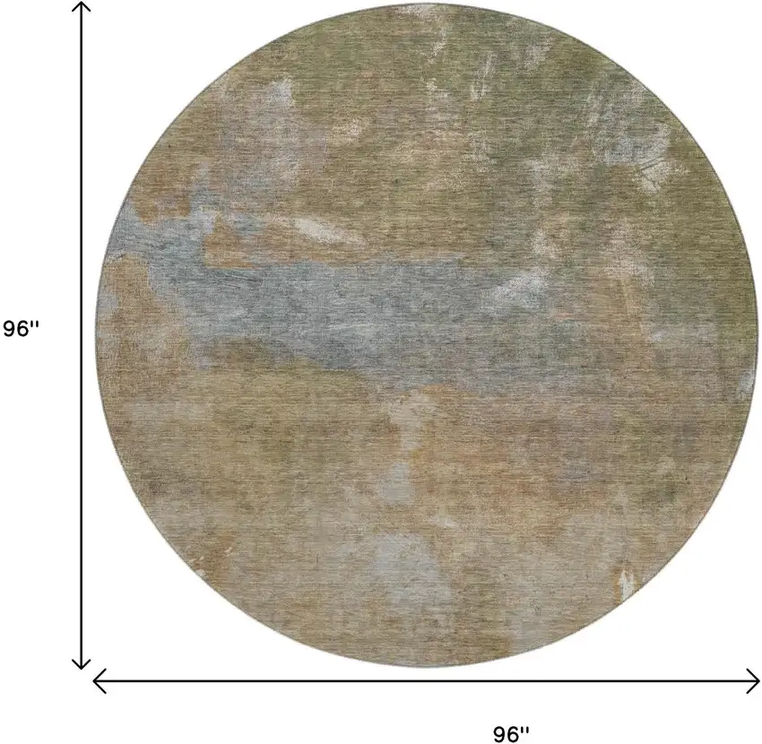 8' X 8' Copper And Gray Abstract Washable Round Rug With UV Protection Photo 9