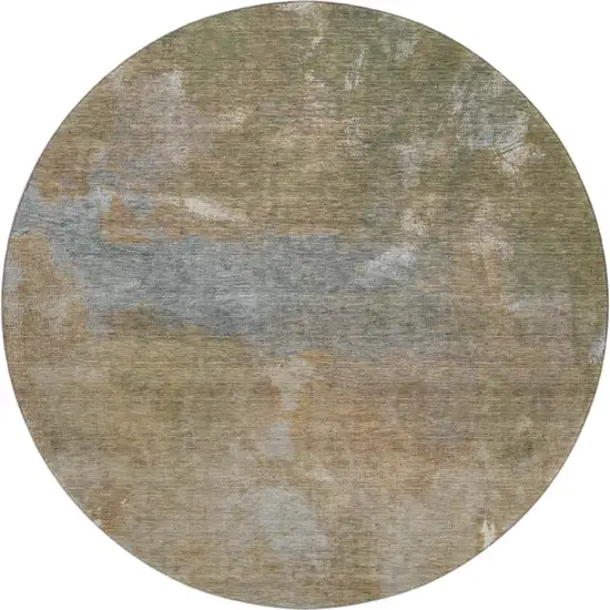 8' X 8' Copper And Gray Abstract Washable Round Rug With UV Protection Photo 1