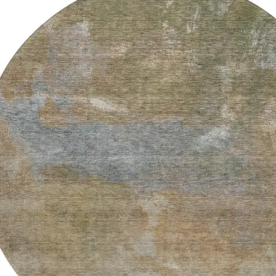 8' X 8' Copper And Gray Abstract Washable Round Rug With UV Protection Photo 2