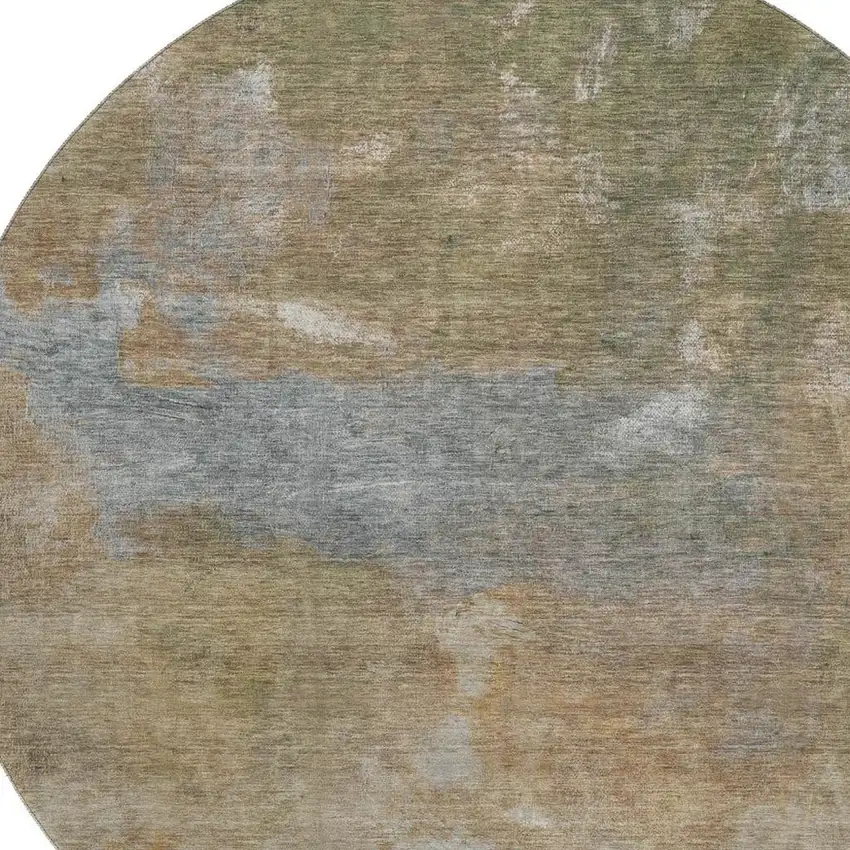 8' X 8' Copper And Gray Abstract Washable Round Rug With UV Protection Photo 2