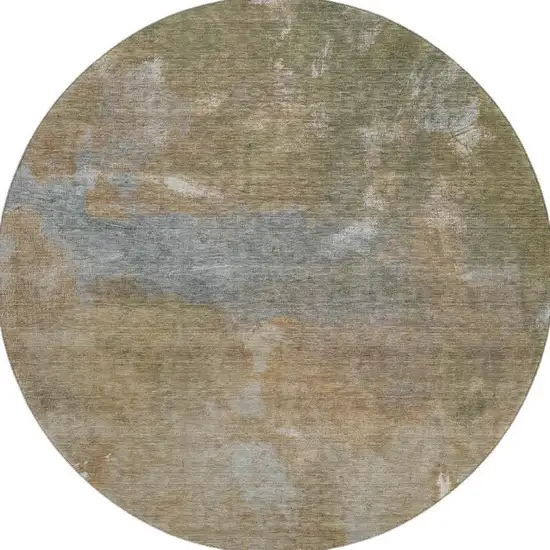 8' X 8' Copper And Gray Abstract Washable Round Rug With UV Protection Photo 3