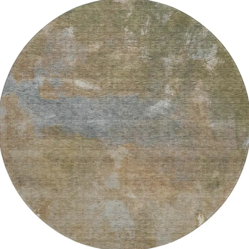 8' X 8' Copper And Gray Abstract Washable Round Rug With UV Protection Photo 3