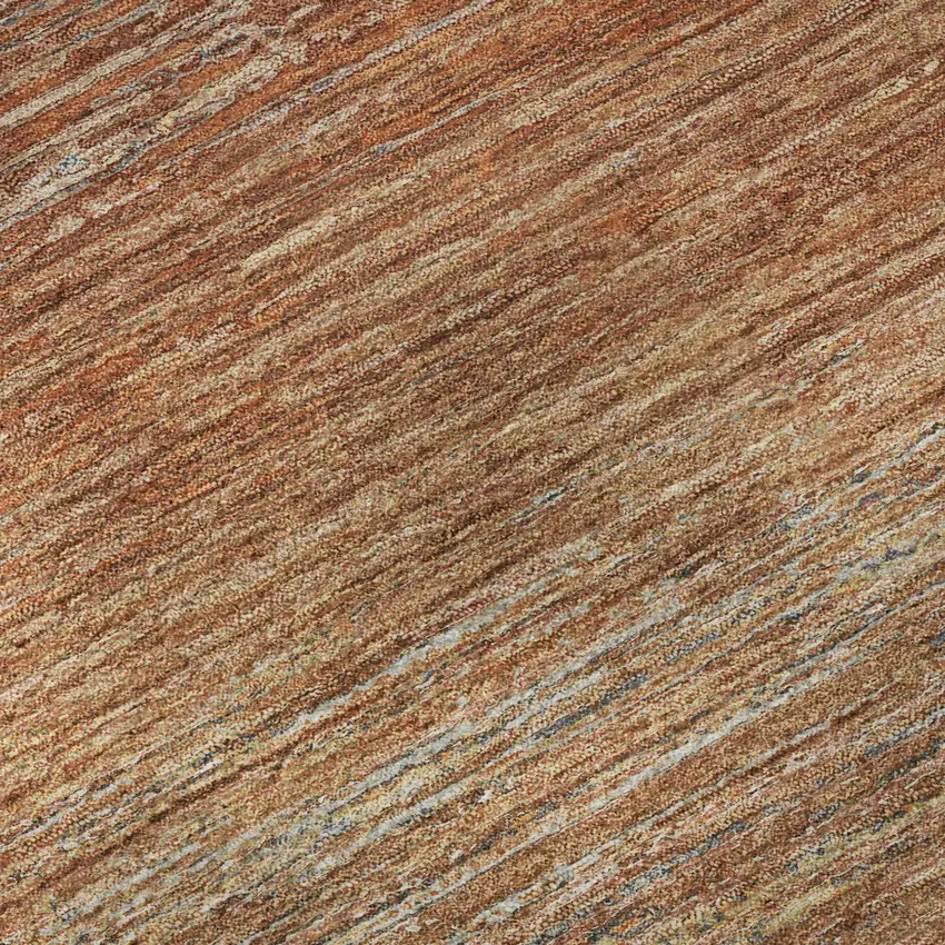 8' X 8' Copper Ivory And Gray Striped Washable Round Rug With UV Protection Photo 8